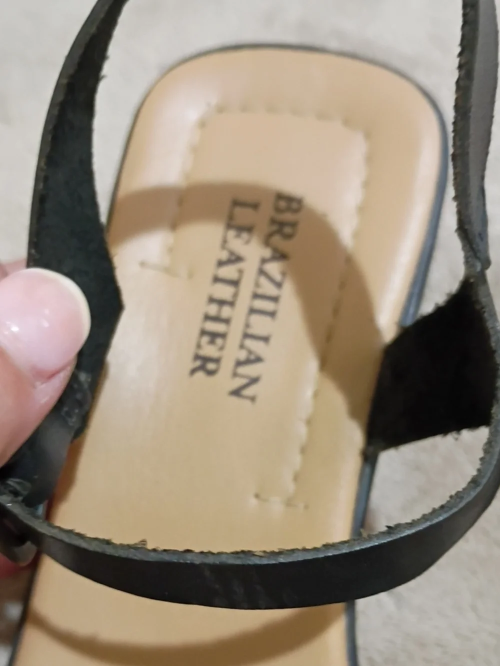 New Condition Women’s Black Leather Ankle-Strap Sandals